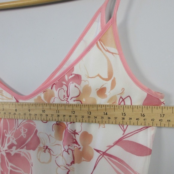 Ann Taylor 100% Silk Cami Dress 4 Pink Floral Hawaiian Slip Summer VtG Y2K 290 - Picture 8 of 13